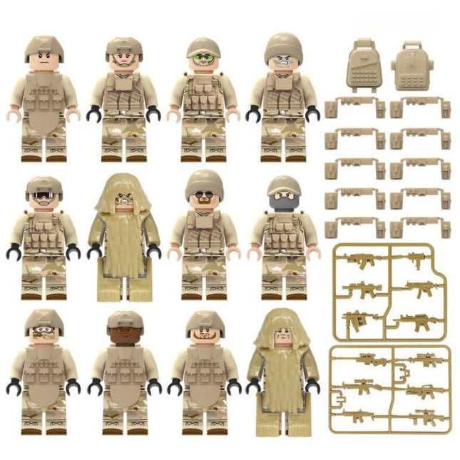 Desert Military Soldier Unit Minifigure Bundle Set