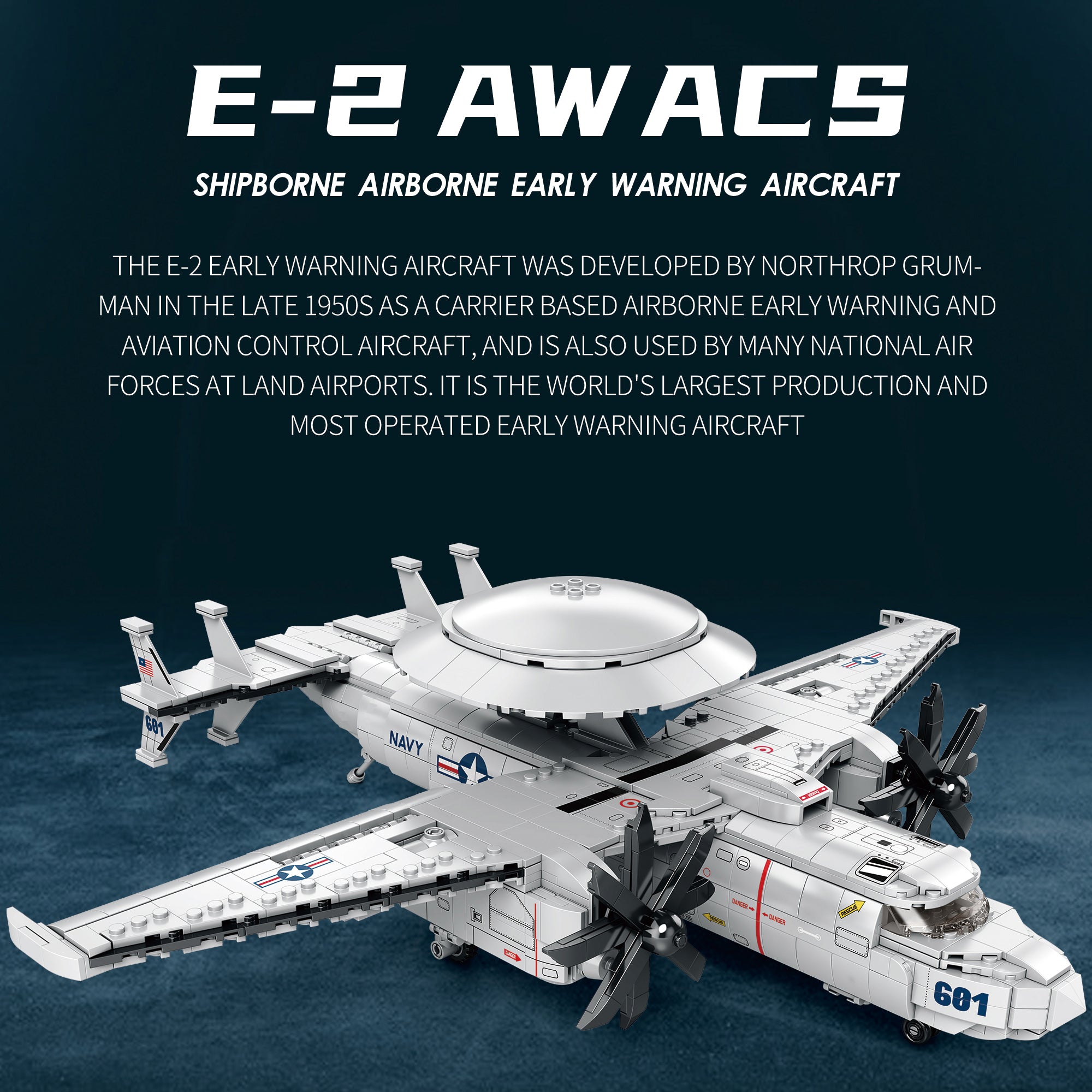 E-2 Hawkeye US Navy Aircraft Building Set – Minifigure Bricks