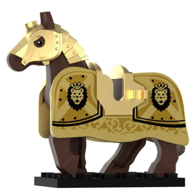 Golden Lion Horse Barding Medieval Warhorse Custom Minifigure