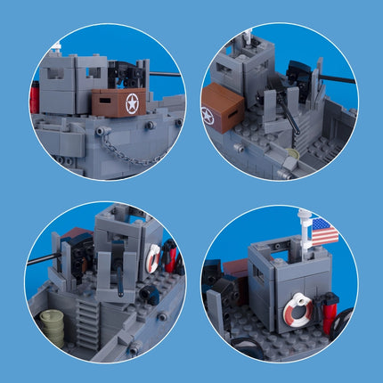 WW2 US Army Higgins Landing Craft with Jeep Custom Military MOC