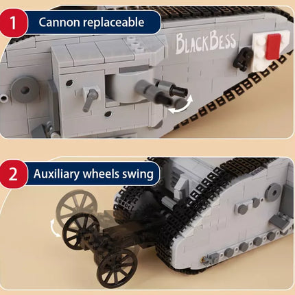 WW1 British Mark I Heavy Tank Custom Military MOC