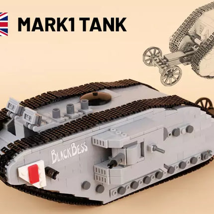 WW1 British Mark I Heavy Tank Custom Military MOC