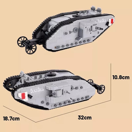 WW1 British Mark I Heavy Tank Custom Military MOC