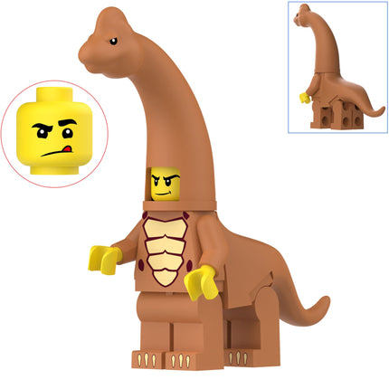 Orange Brachiosaurus Costumed Fan Custom Minifigure