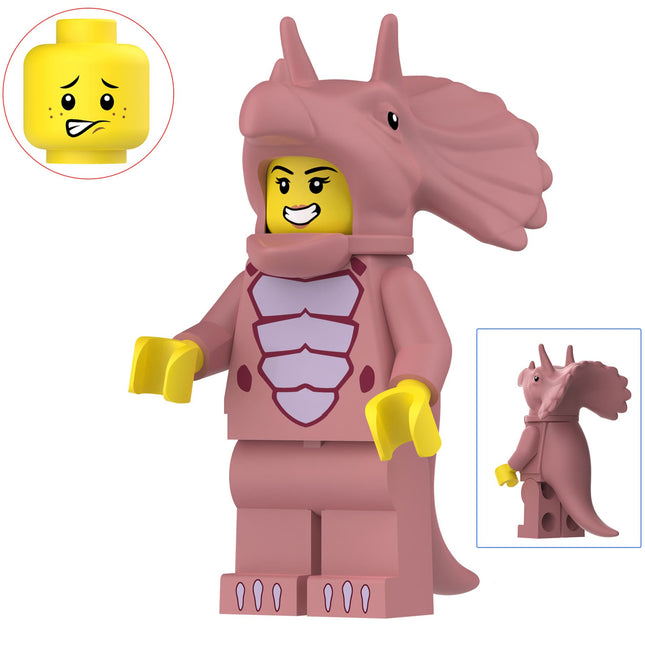 Purple Triceratops Costume Fan Custom Minifigure