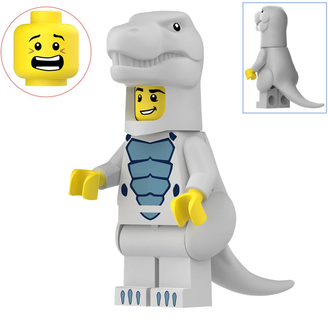 Light Blue Tyrannosaurus Costumed Fan Custom Minifigure