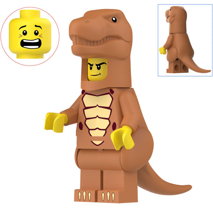 Orange Tyrannosaurus Costumed Fan Custom Minifigure