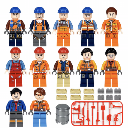 Construction Workers and Engineers Minifigure Bundle Set