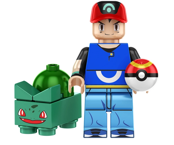 Ash Ketchum with Bulbasaur Pokemon Minifigure Minifigure Bricks