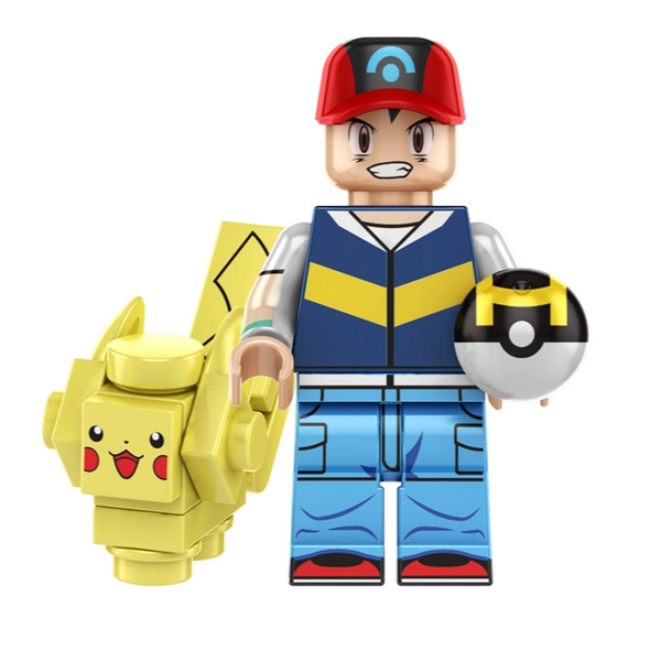 Ash Ketchum with Pikachu Pokemon Minifigure Minifigure Bricks