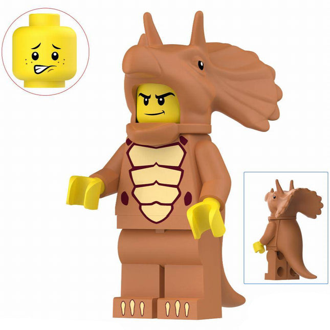 Brown Triceratops Costume Fan Custom Minifigure