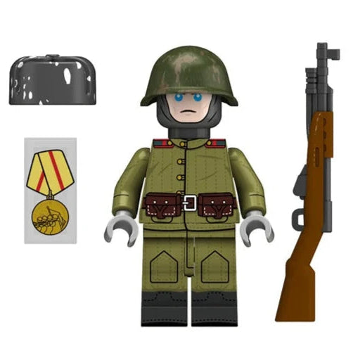 World War II Soviet infantry Soldier (SKS) Custom Military Minifigure