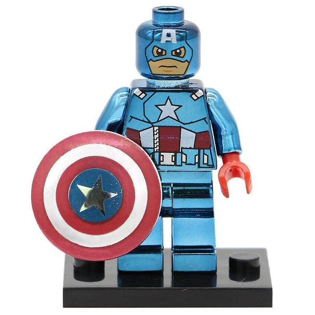 Chrome Captain America Custom Marvel Superhero Minifigure