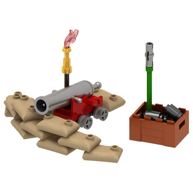 Military Cannon (Red) with Sandbags Custom Set