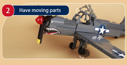 P-40 Fighter Aircraft Shark Mouth Custom Military MOC