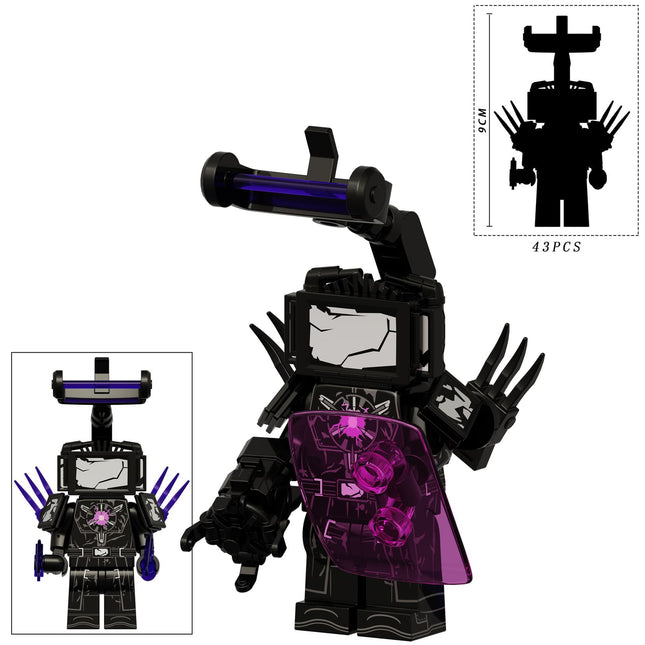 Battle War-damaged Titan TV man From Skibidi Toilet Custom Large Minifigure