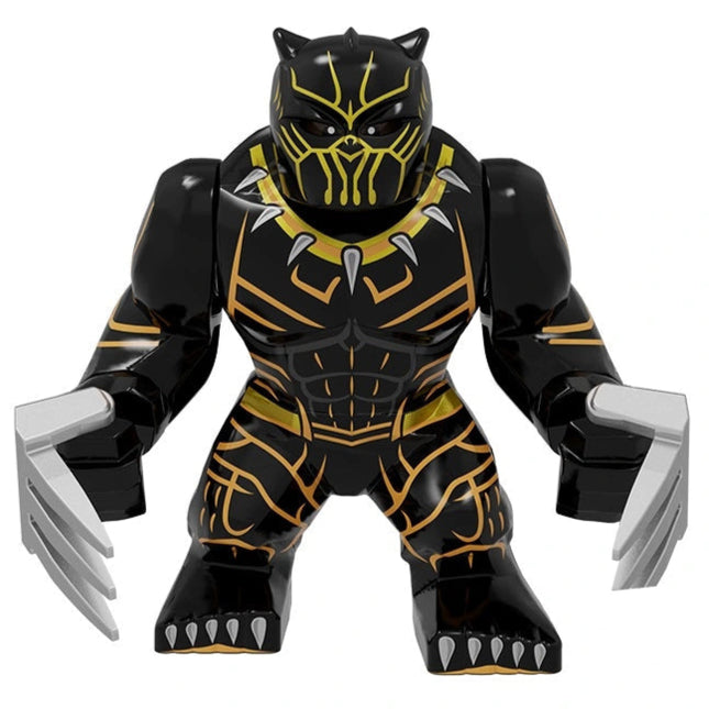 Black Panther action figure with gold accents on a white background