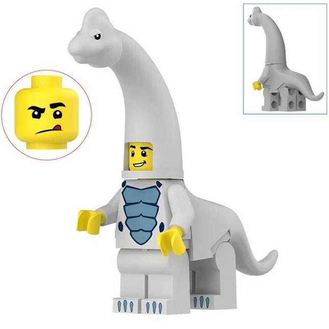 Light Blue Brachiosaurus Costumed Fan Custom Minifigure