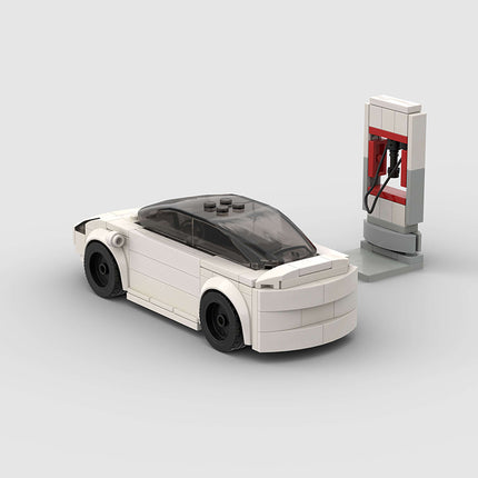 Tesla Model 3 (with Charger) Custom Car MOC