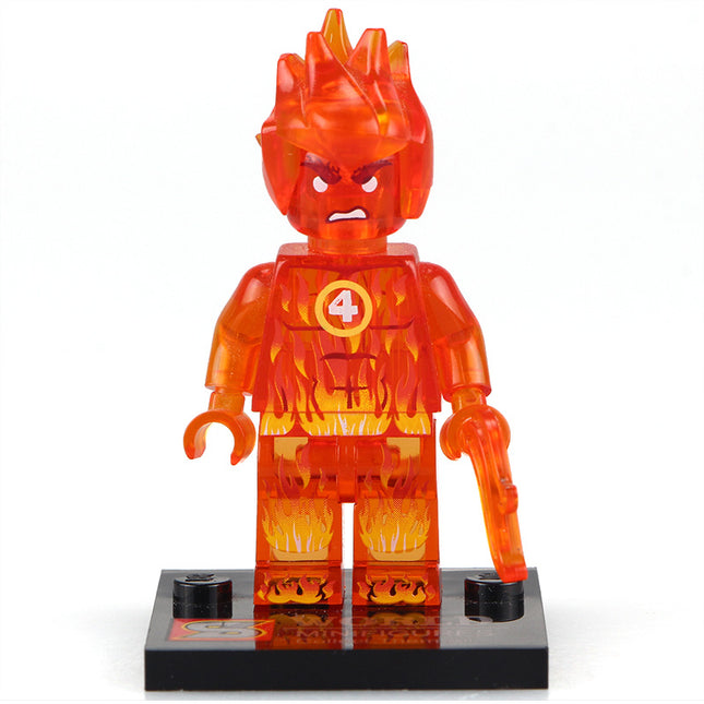 Human Torch Fantastic Four Marvel Superhero Minifigure - Minifigure Bricks