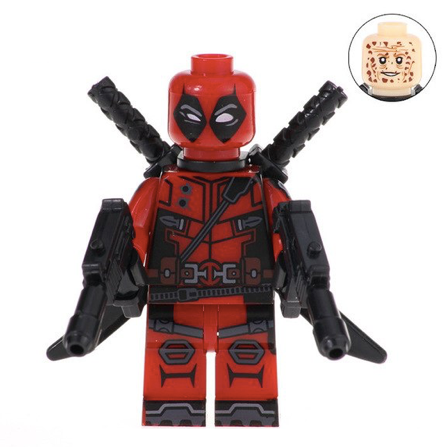 Deadpool Custom Marvel Superhero Minifigure with Swords - Minifigure Bricks