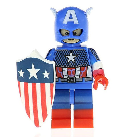 Captain America Custom Marvel Superhero Minifigure - Minifigure Bricks