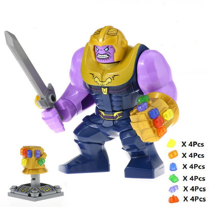 Thanos Marvel Superhero Minifigure with Infinity Gauntlet and Infinity Stones - Minifigure Bricks