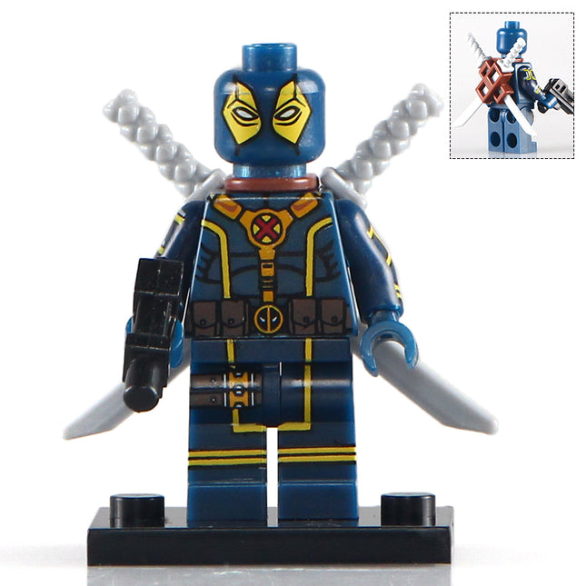 Deadpool Blue Yellow Custom Marvel Superhero Minifigure