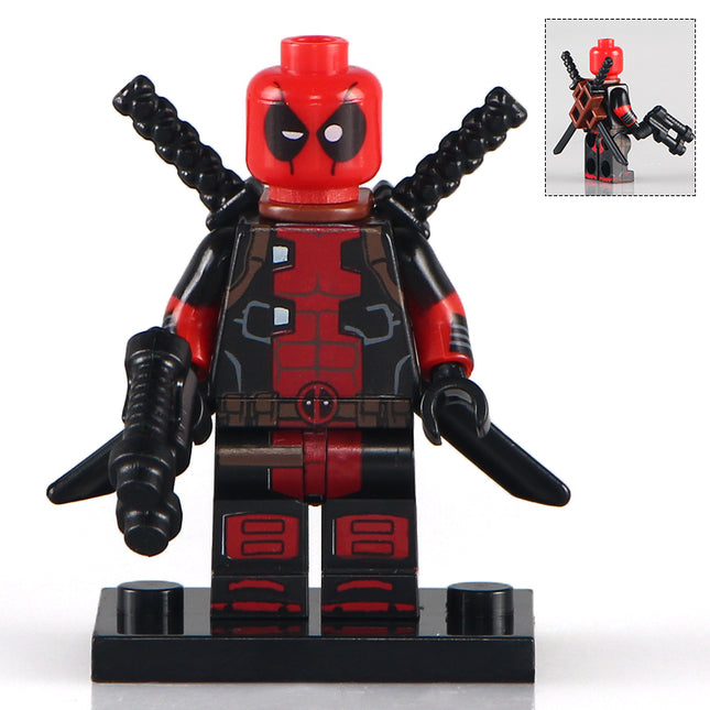Deadpool Superhero Minifigure with Brown backpack holder v3 - Minifigure Bricks