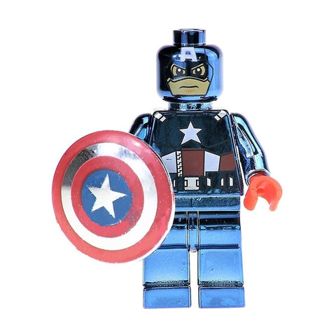 Chrome Captain America Custom Marvel Superhero Minifigure