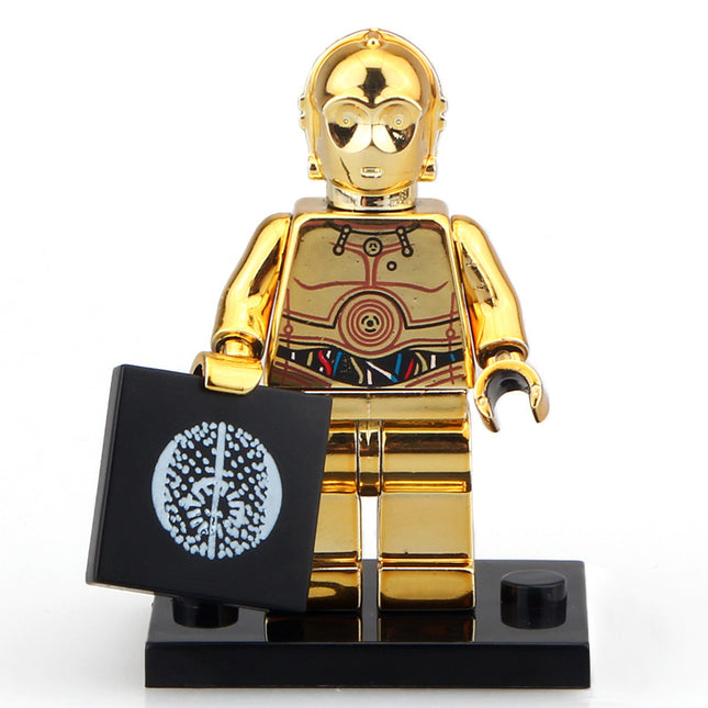 Gold Chrome C-3PO Droid custom Star Wars Minifigure - Minifigure Bricks