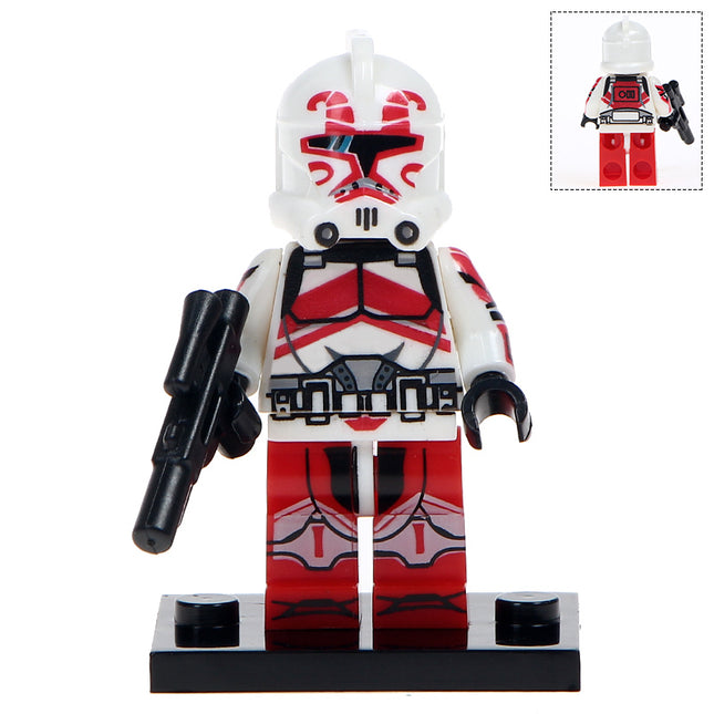 Clone Trooper with Red Detail custom Star Wars Minifigure - Minifigure Bricks