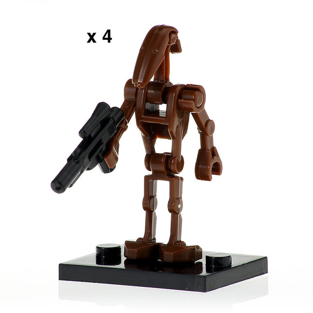 4 x Dark Orange/Brown Battle Droid custom Star Wars Minifigure - Minifigure Bricks