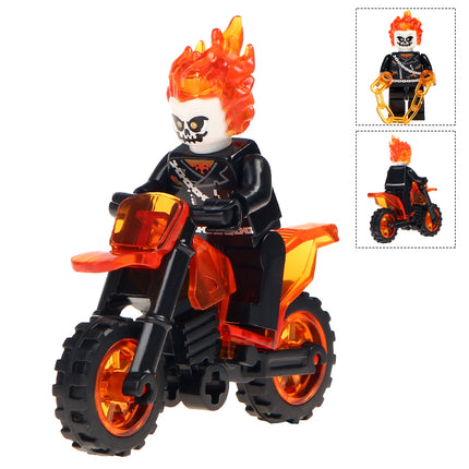 Ghost Rider Motorbike Custom Marvel Superhero Minifigure - Minifigure Bricks