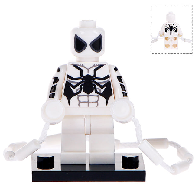 White Spider-Man Custom Marvel Superhero Minifigure - Minifigure Bricks