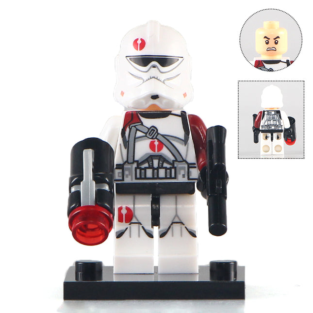 Clone Trooper with Red Detail custom Star Wars Minifigure - Minifigure Bricks